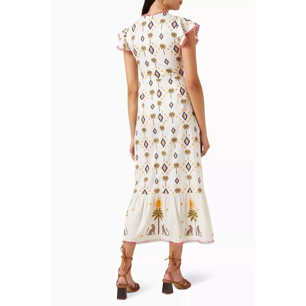 Never Fully Dressed Running Wild Midi Dress in Cotton White Size L - Picture 2 of 12